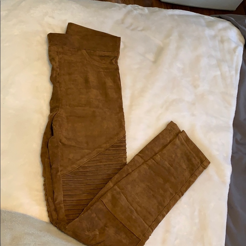 Suede stretch pants